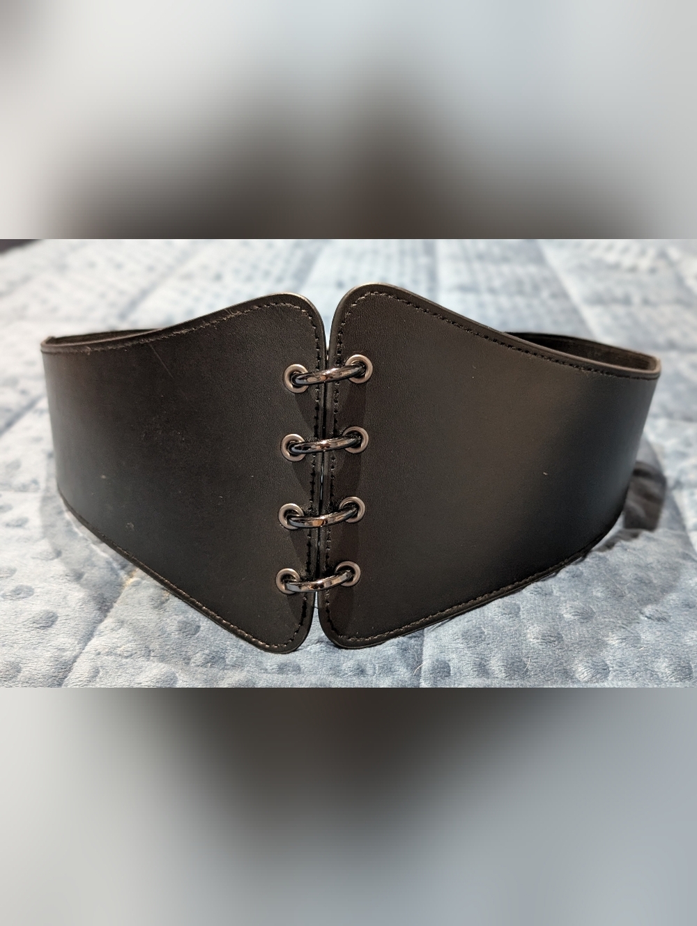 Wide Black Corset-Style Elastic Snap Belt